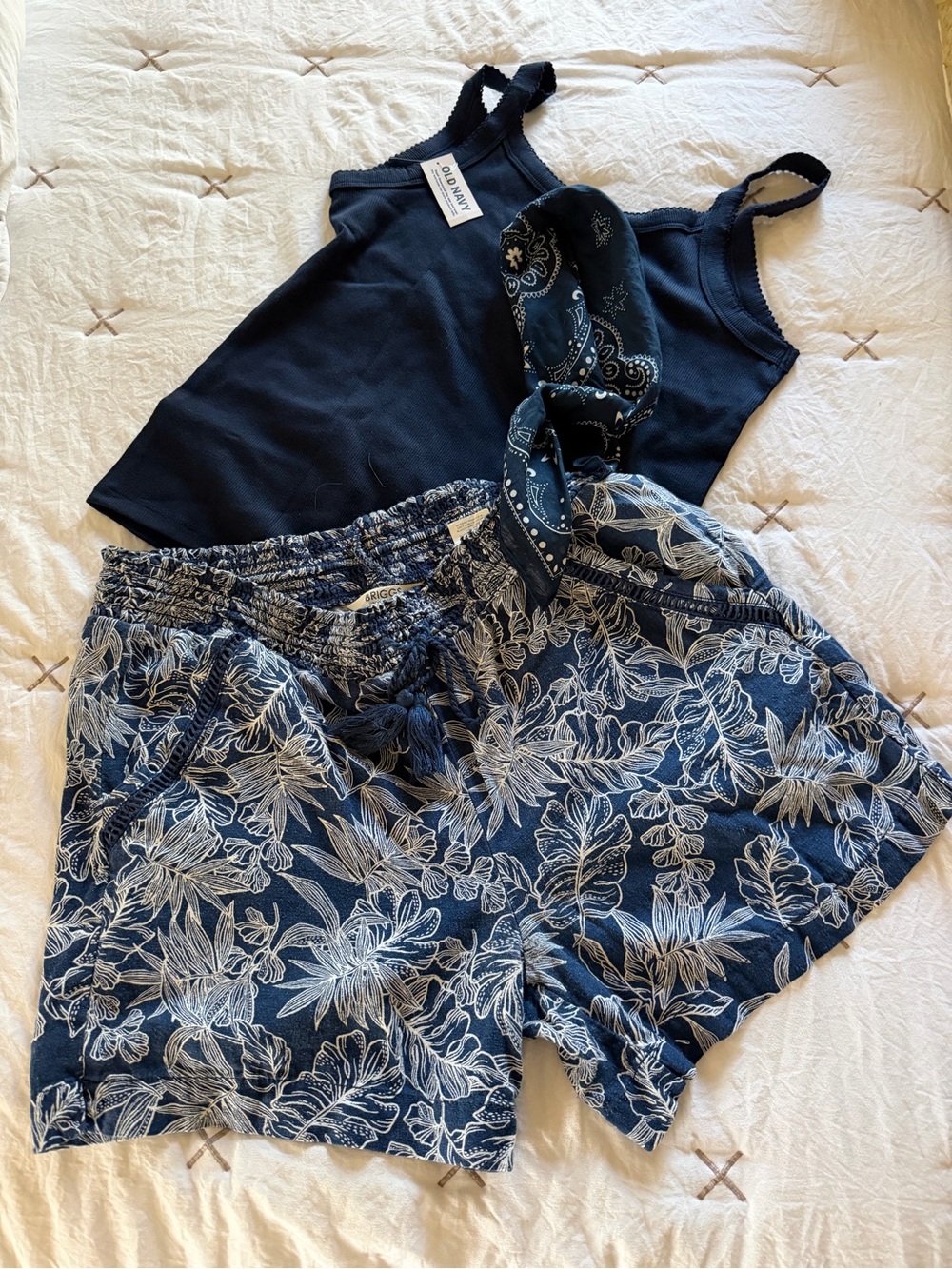 Briggs New York Navy Blue Floral Pull-On Shorts
